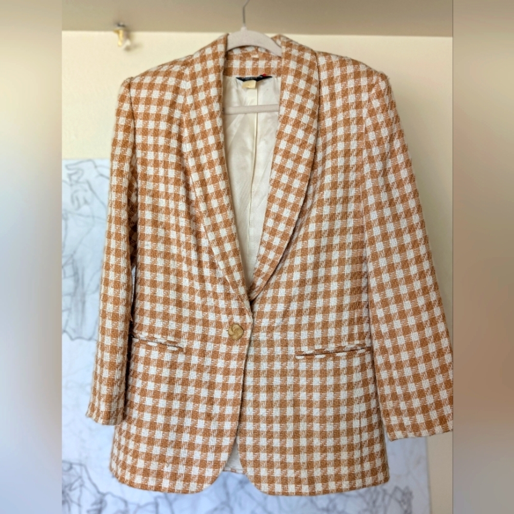 Golden Yellow Gingham Vintage Blazer-Made In USA